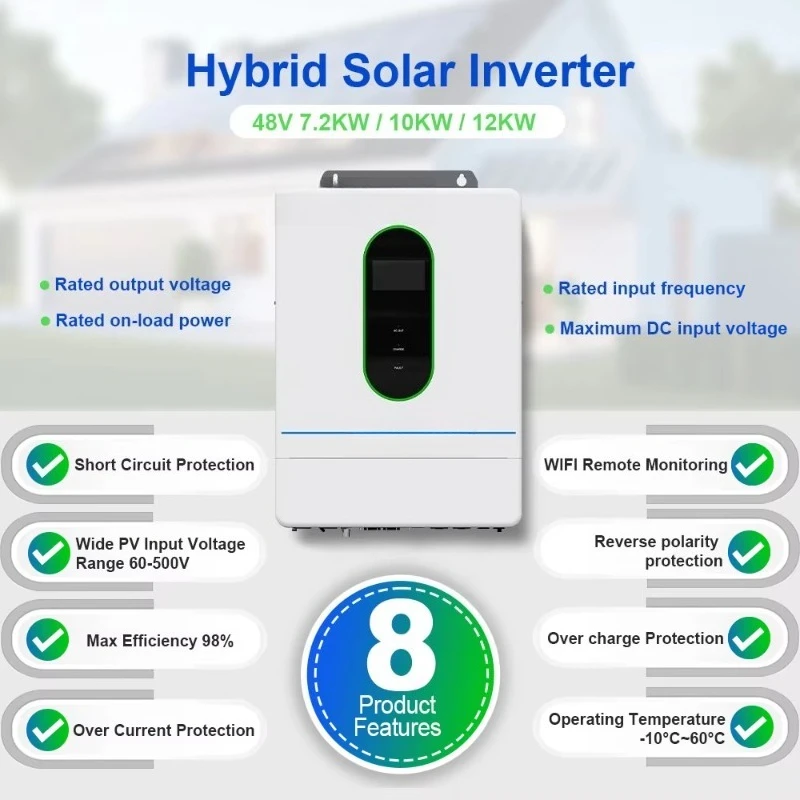US Best Seller TAICO 7.2KW 10KW 12KW 48V Split Phase Off Grid Inverter 120V 240V Support Parallel System Solar Inverter