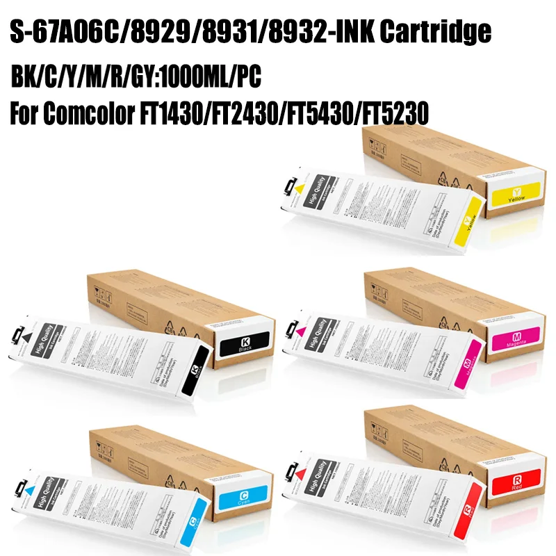 

1000ML Riso S-8929 S-8930 S-8932 S-8933 S-67A06C Compatible Ink Cartridge For Riso Comcolor FT1430 FT2430 FT5430 FT5230 Printer
