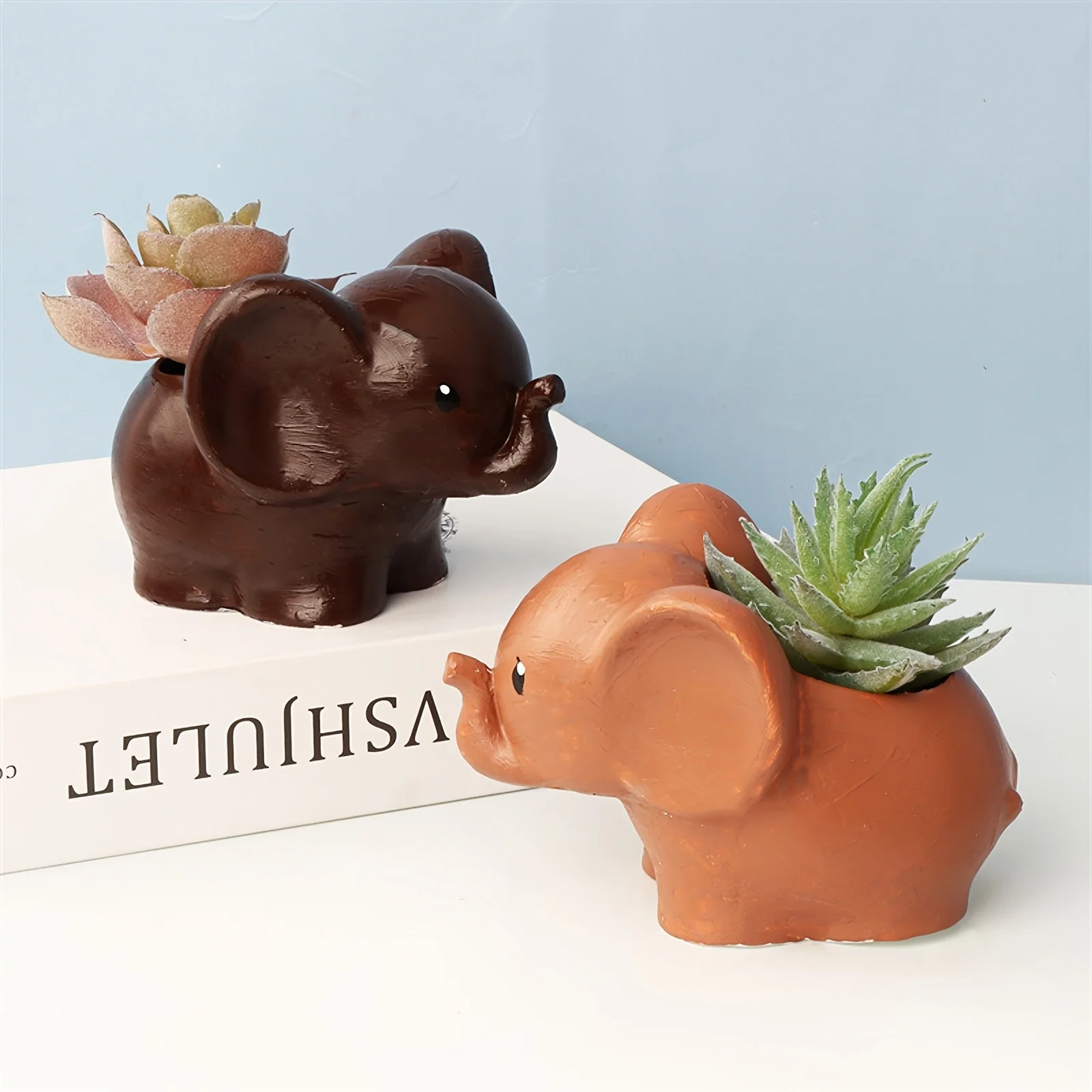 Cute Elephant Flower Pot, Cement Flower Pot Clay Silicone Mould, Aroma Candle Jar DIY Jewellery Storage Box Home Decoration Gift