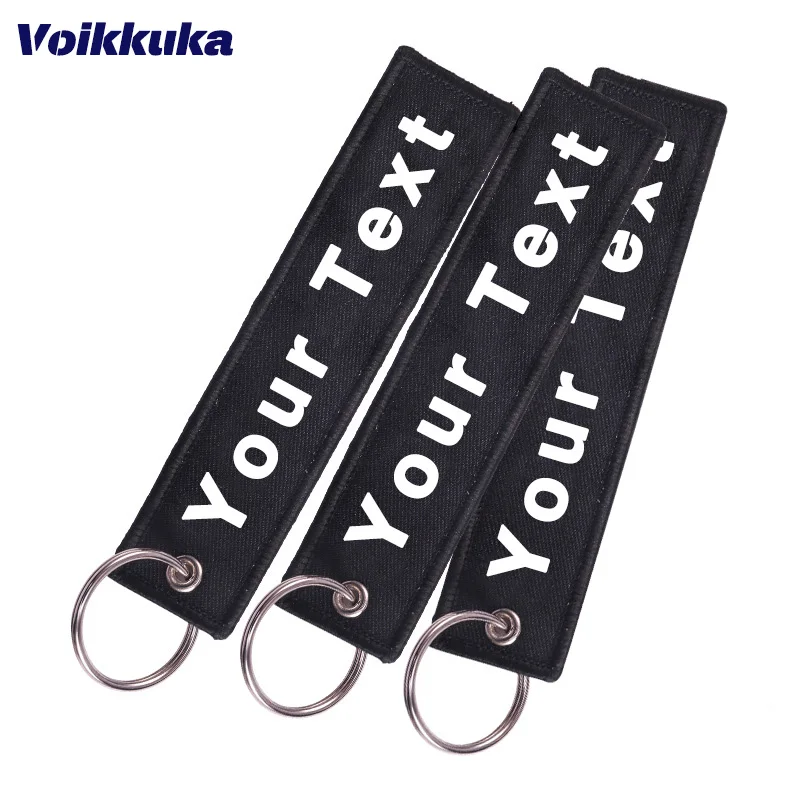 

100PCS Set Sale Custom Both Sides Embroidered Keychain Motorcycle Key Tags Wholesale