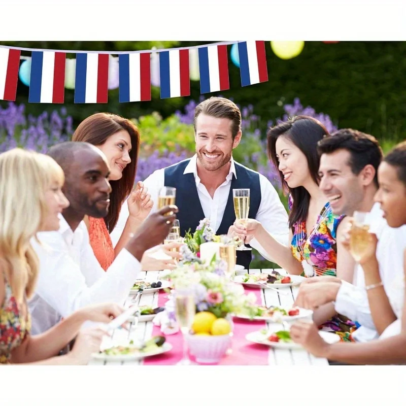 オランダストリングフラグ 30 個 - オランダ国家ホオジロバナー、赤、白、青のオランダ国旗付き、屋外屋内装飾