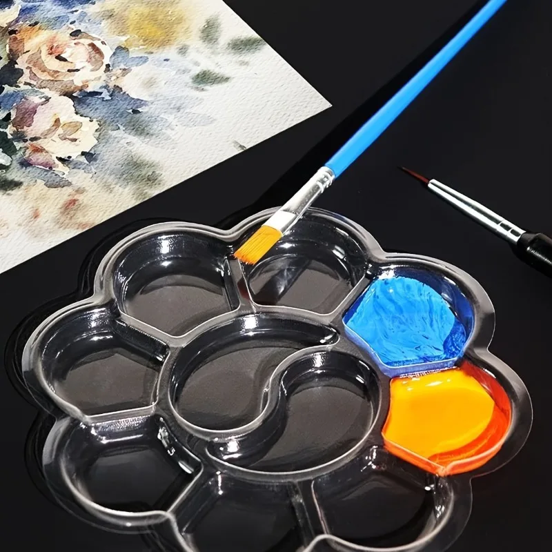 Farbmischpaletten-Set, transparente/weiße tragbare weiche dünne Palette für Aquarell, Gouache, künstlerische Malerei