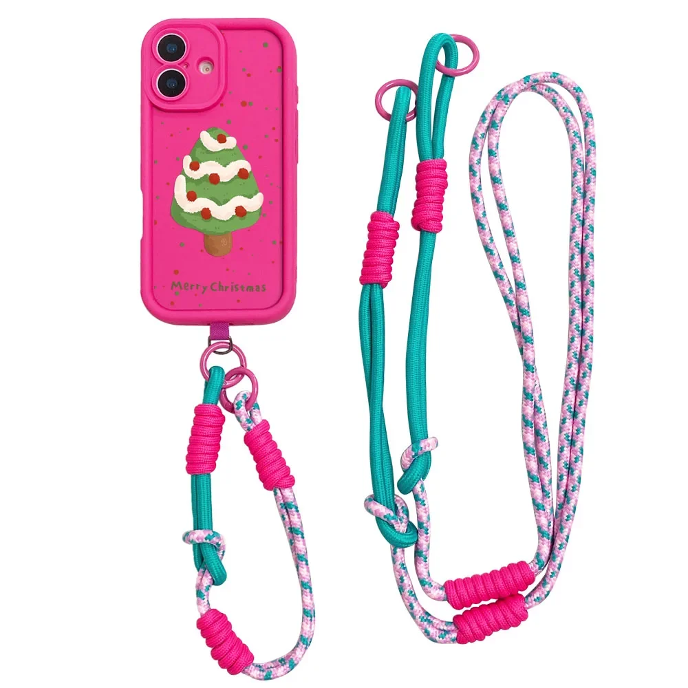 2025 Crossbody الحبل الحال بالنسبة آيفون 17 16 15 14 13 12 11 برو ماكس XS ماكس XR 7 8 زائد شجرة عيد الميلاد المعصم سلسلة غطاء الهاتف #2