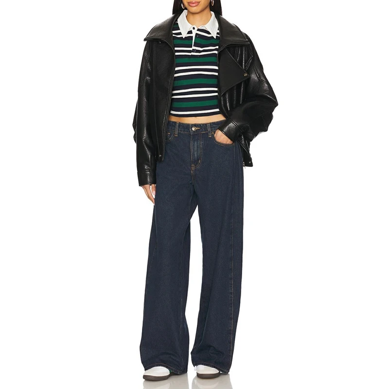 

Женская укороченная рубашка в полоску с лацканами Y2K, пуловер с длинными рукавами, толстовка большого размера с v-образным вырезом, футболка с цветными блоками, уличная одежда