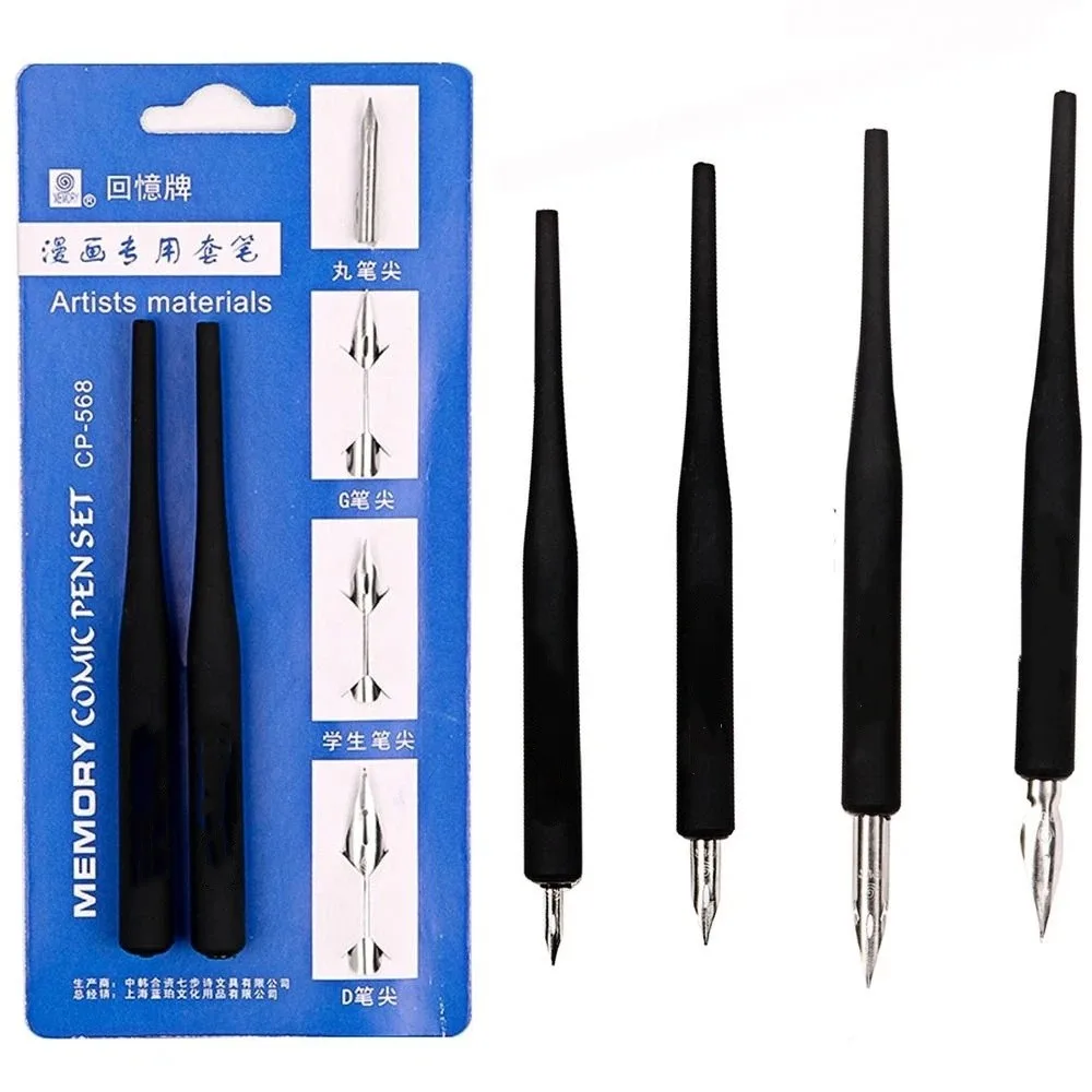 Fountain Pens Manga Calligraphy Dip Pen+4 Nibs Signature Sketching Calligraphy Dip Pen Kit Drawing Writing Comic Dip Pen