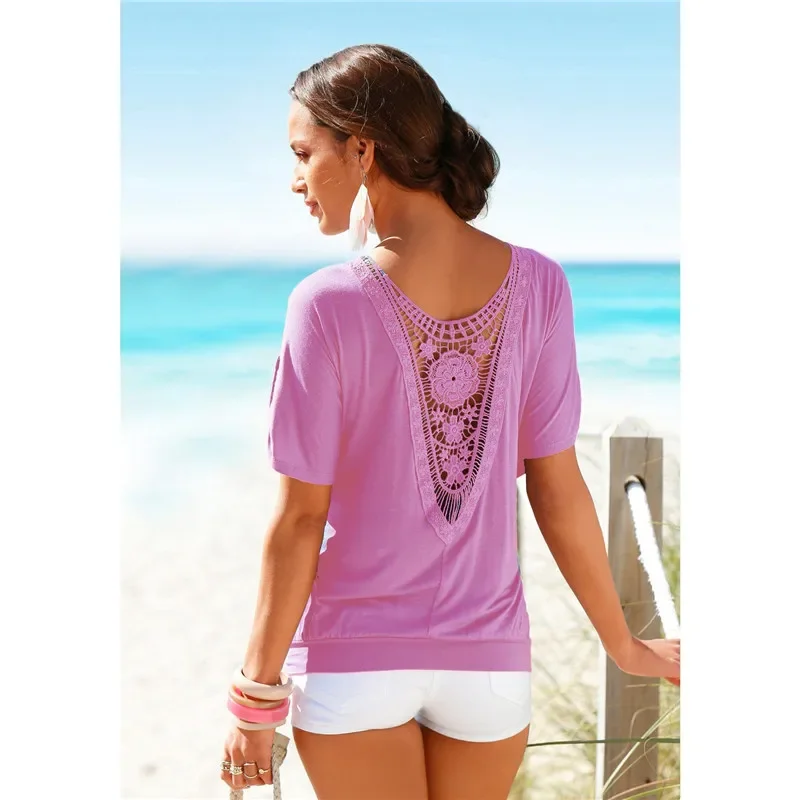 Fashion Harajuku T Shirt Women Summer Blusa Mujer Tshirt Casual O-Neck Woman Top Tee Vintage Female Clothing Lace Ladies T-Shirt