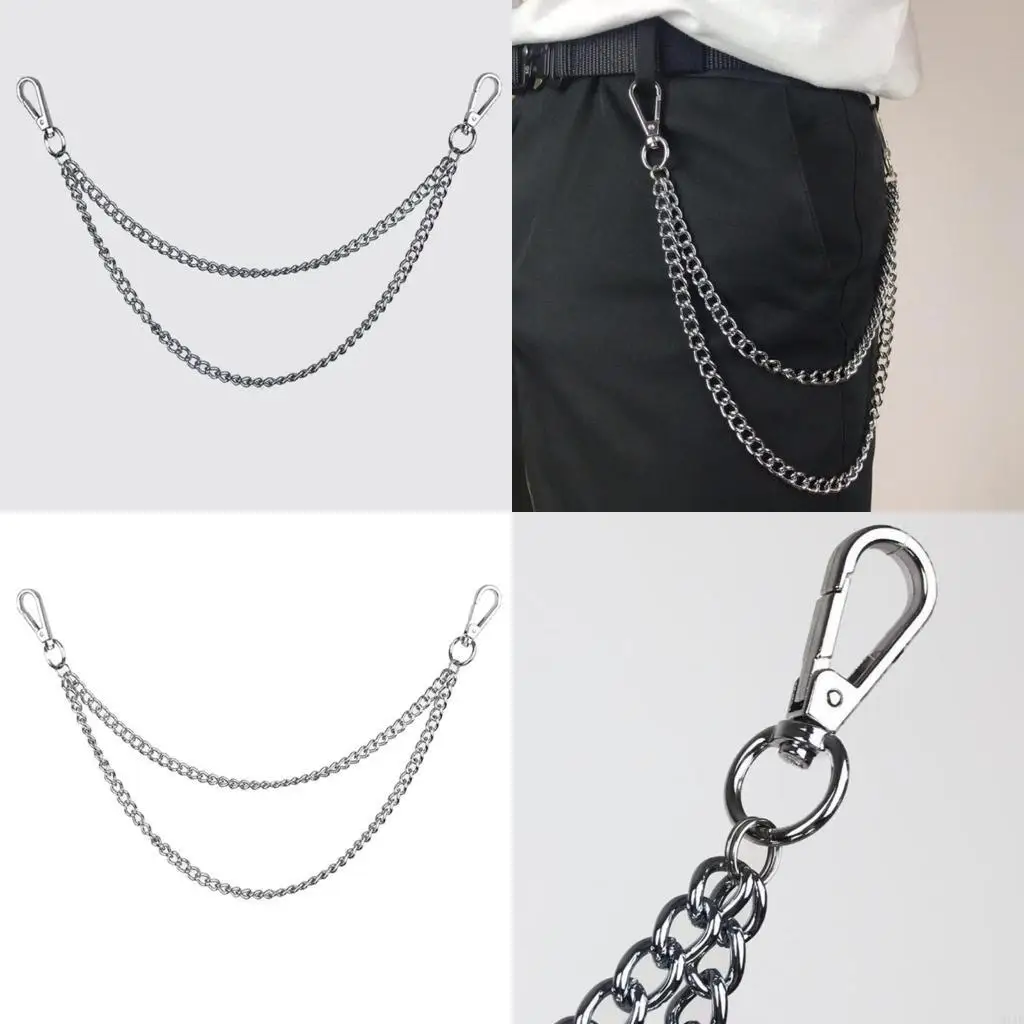 91AF Metal Wallet Chain Pants Chain Pocket Chain with Lobster Clasp Keyring Used for Pants Belts Jeans Wallets and Keys