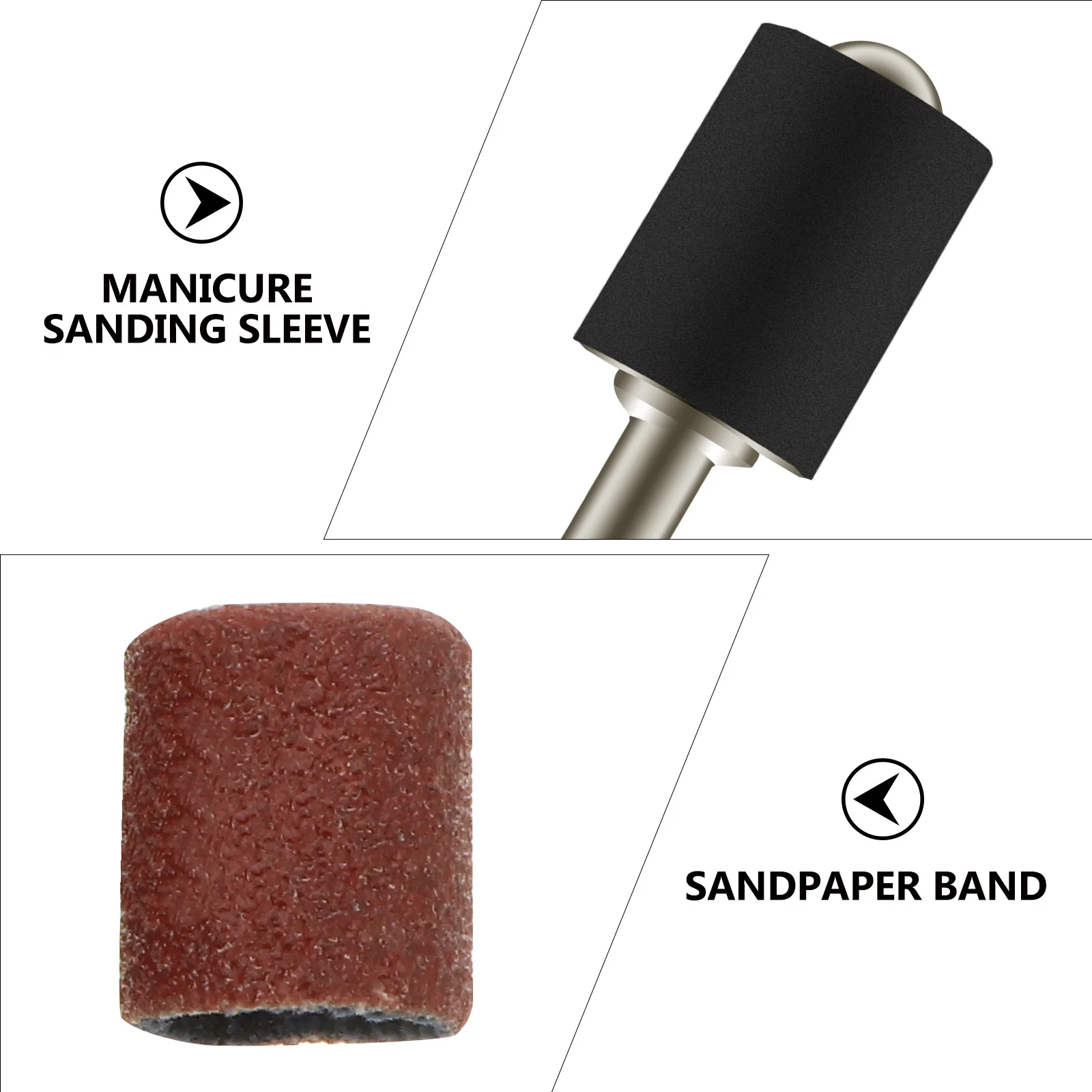 

102pcs Ring Bands Medium Grit Drill Bits Manicure Sanding Sleeve Nail Tools Accessories Mandrel Sander Set