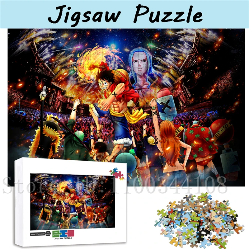 One Piece Straw Hat Crew Jigsaw Puzzles Creative Handmade Hobbies 300/500/1000 Pieces Puzzles Children Intelligence Game Toys