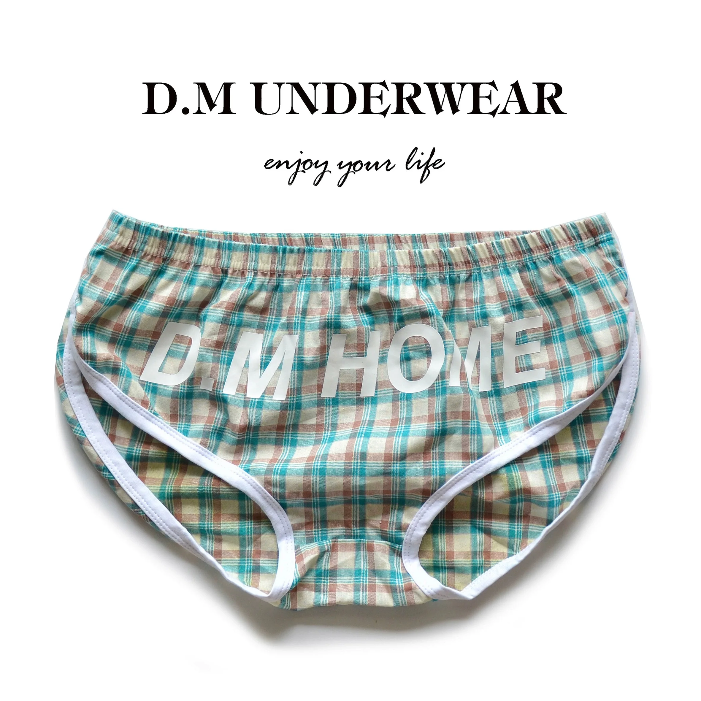 

Underwear Men Low Waist Orange Plaid Home Pants Fashion Boxers Letters Breathable Loose Boxers