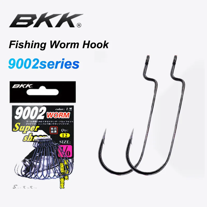 BKK 9002 Series 10/11pcs/pack Regular Offset Hooks Fishing Worm Hook For Soft Worm Lure Bass Barbed Carp Crank Fishing Hook