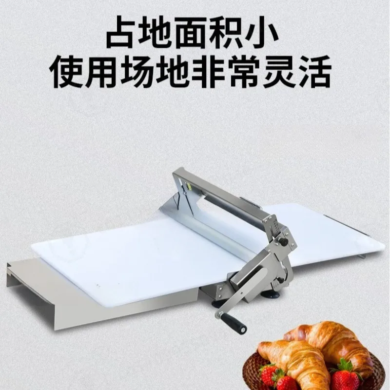 Hand Crank Tabletop Dough Sheeter Stainless Steel Pastry Laminator for Croissant Bread Dough Rolling Bakery Processing Equipment