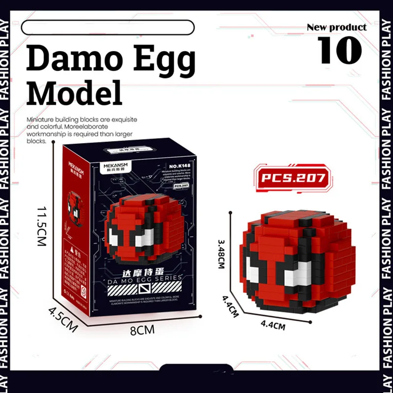 SuperHero Damo Egg Model Building Blocks Anime Figure Spider Man Dead Attendant Image Dolls Children Puzzle Assembly Toy Bricks