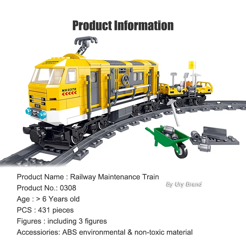 Technical City Series Rail Maintenance Train RC Electric Power Function Motor Tracks Set Building Blocks Toys for Boys MOC Gift