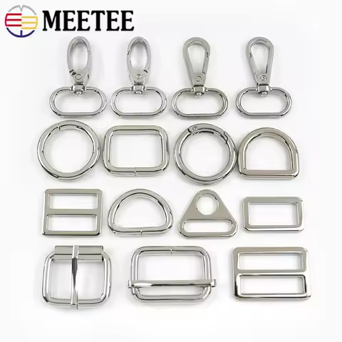 5/10Pc 20/25/32/38mm Silver Metal Buckle Lobster Clasp O D Ring Tri Glide Slider for Bag Strap Clothing DIY Hardware Accessories