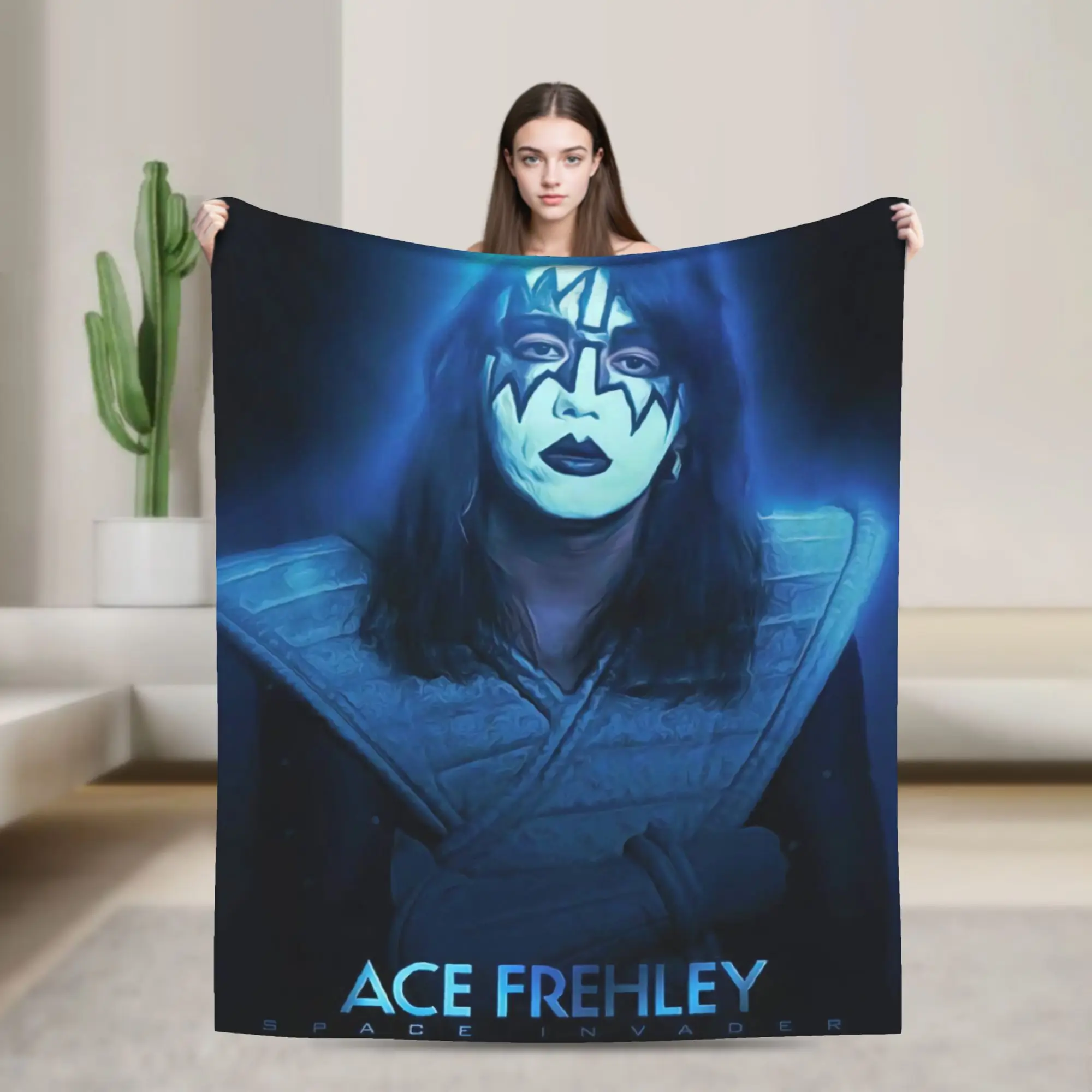 Super Soft BlanketChild Airplane Travel Ace Frehley Lead Guitarist  Throw Blanket  Flannel Bedspread For Couch Bed Sofa Cover