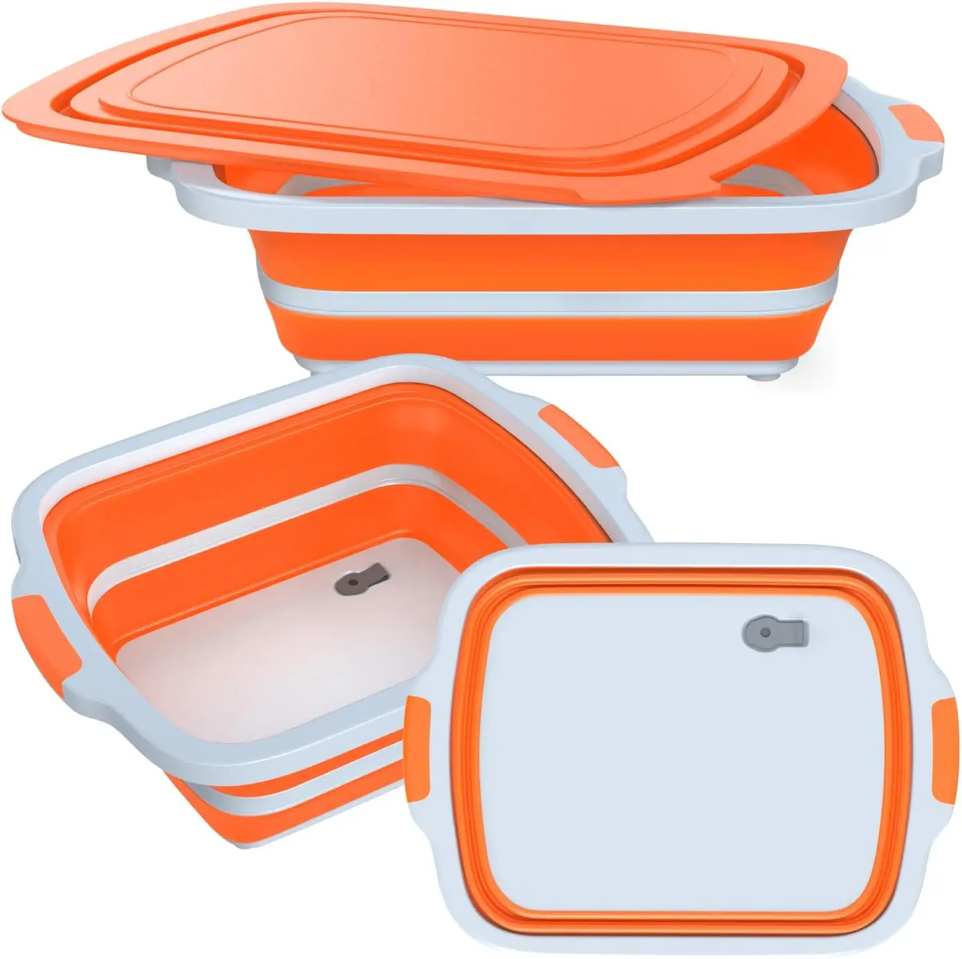

Collapsible BBQ Prep Tub with Cutting Board, Lid & Strainer - Marinate, Drain & Prep for Grilling and Outdoor Cooking