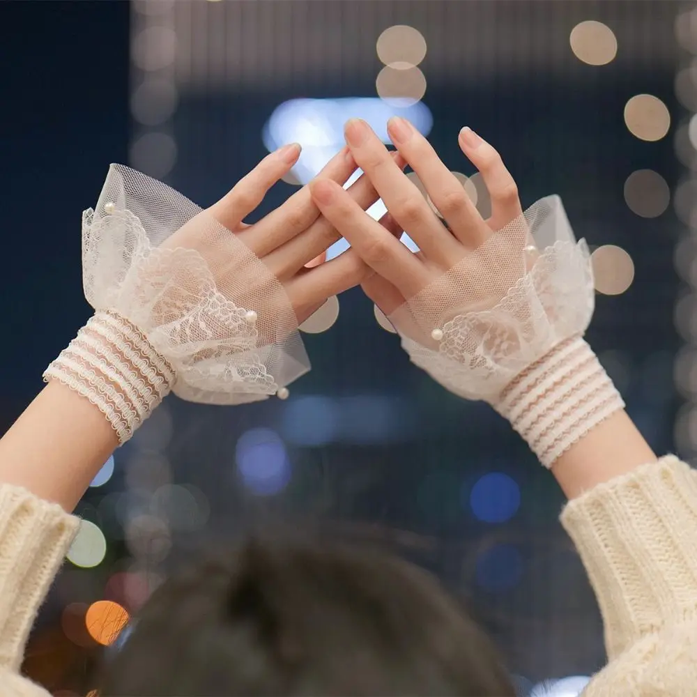 

Новые сетчатые жемчужные съемные манжеты (белые, черные) — аксессуар для одежды, украшение для ногтей