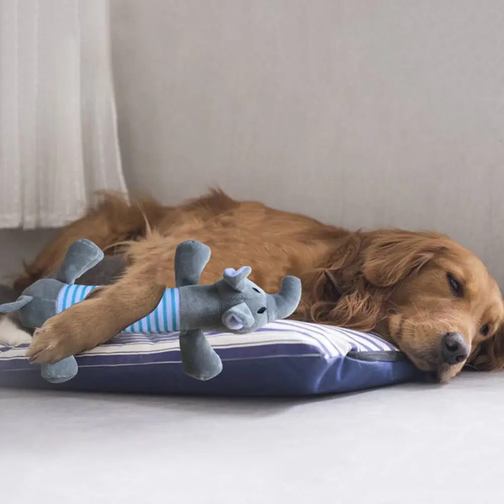 Dog Squeaky Play Bone for Chewing Fetch Teething Healthy Gums Small Medium Breeds Elephant Design Odorless Thick Resilient Eco