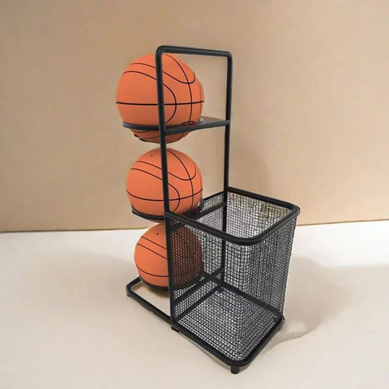 Basketball Storage Rack Sports Ball Soccer Organizer Multi Layer Ball Storage Stand Cast Iron Garage Organizer