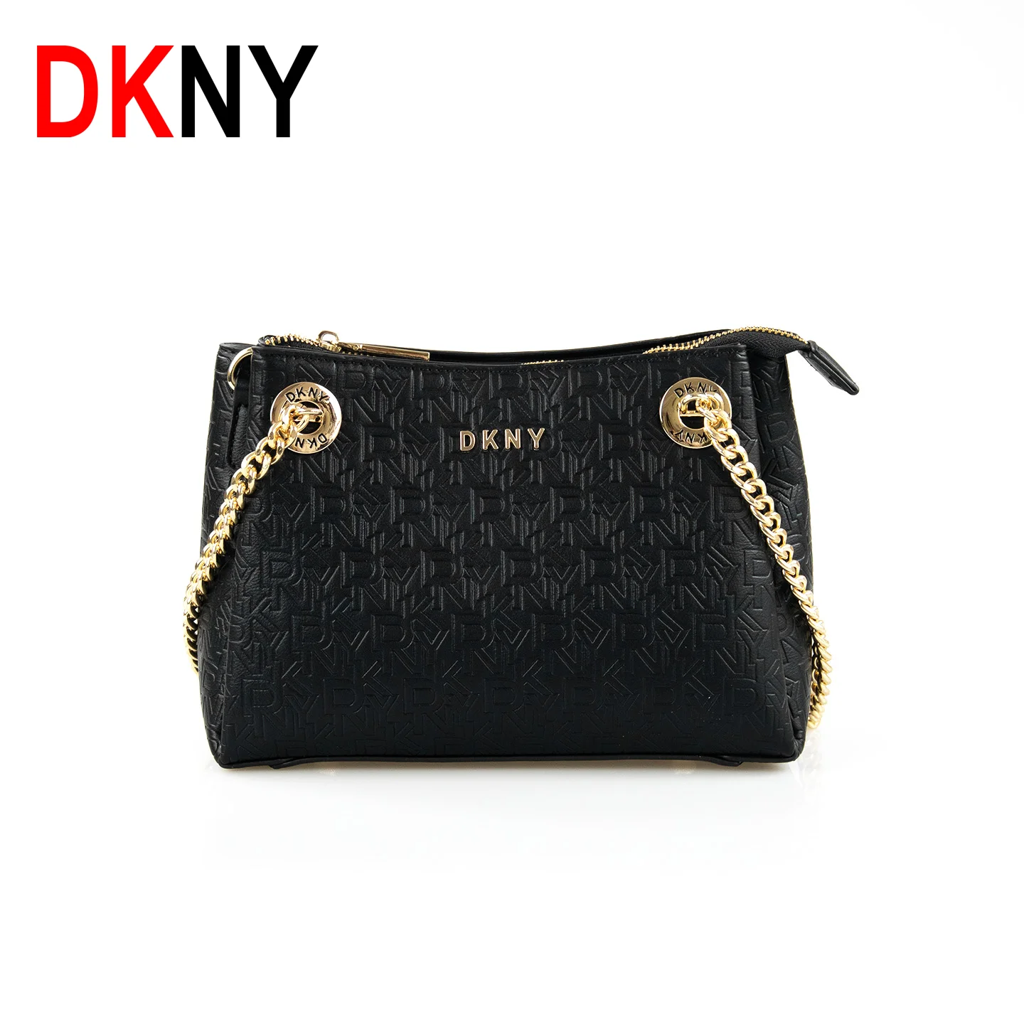 Women Bags Dkny - Damen Gesteppte Umhängetasche mit Metall-Logo-Dekor, Goldfarbener