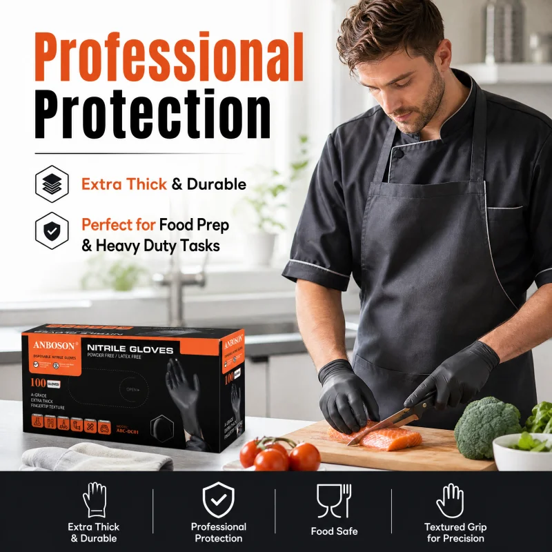 Portable Food Grade Disposable No Powder Nitrile Gloves Medical Examination Oil Resistant Waterproof and Highly Elastic Gloves