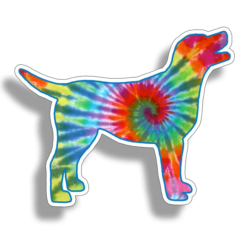 70124# Lab Labrador Colorful Tie Dye Dog Car Stickers Scratch Blocking Self-Adhesive Waterproof Decal, Used for Car, Laptop