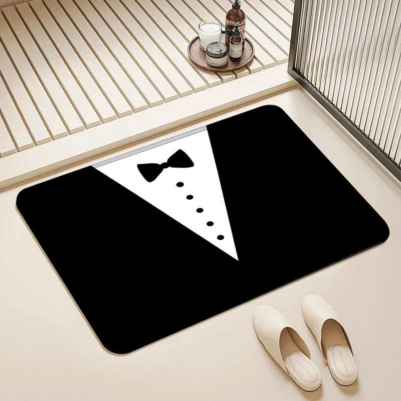 

Tuxedo Bow Tie Door Mat Non-Slip Washable Floor Rug for Home Party Entrance Bathroom Decor