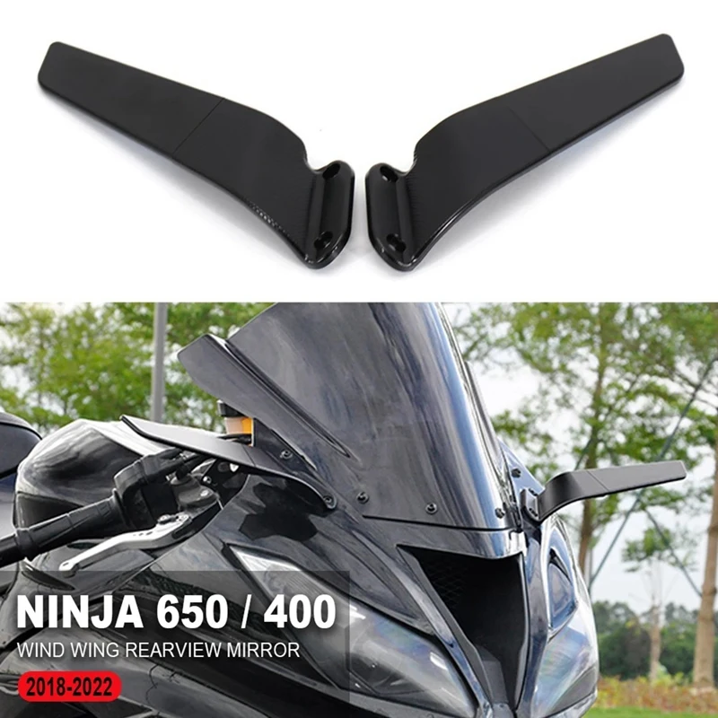 Rearview Mirrors Wind Wing Adjustable Rotating Side Mirror Winglet For KAWASAKI Ninja 400 NINJA 650 2018-2022