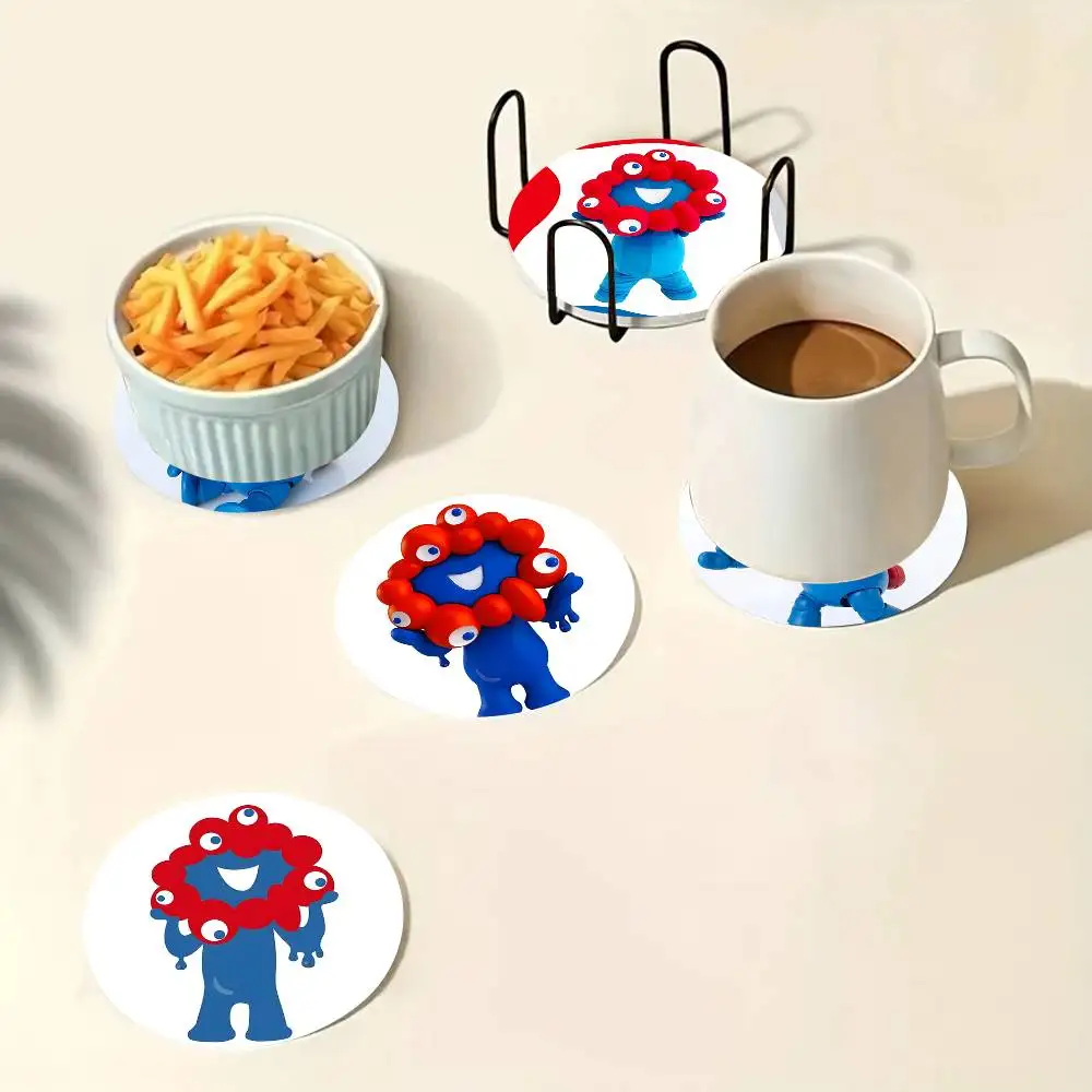 

1pc Cartoon M-Myaku-Myaku Wooden Coaster Colour Printing Cup Mat Home Desk Decoration Gifts