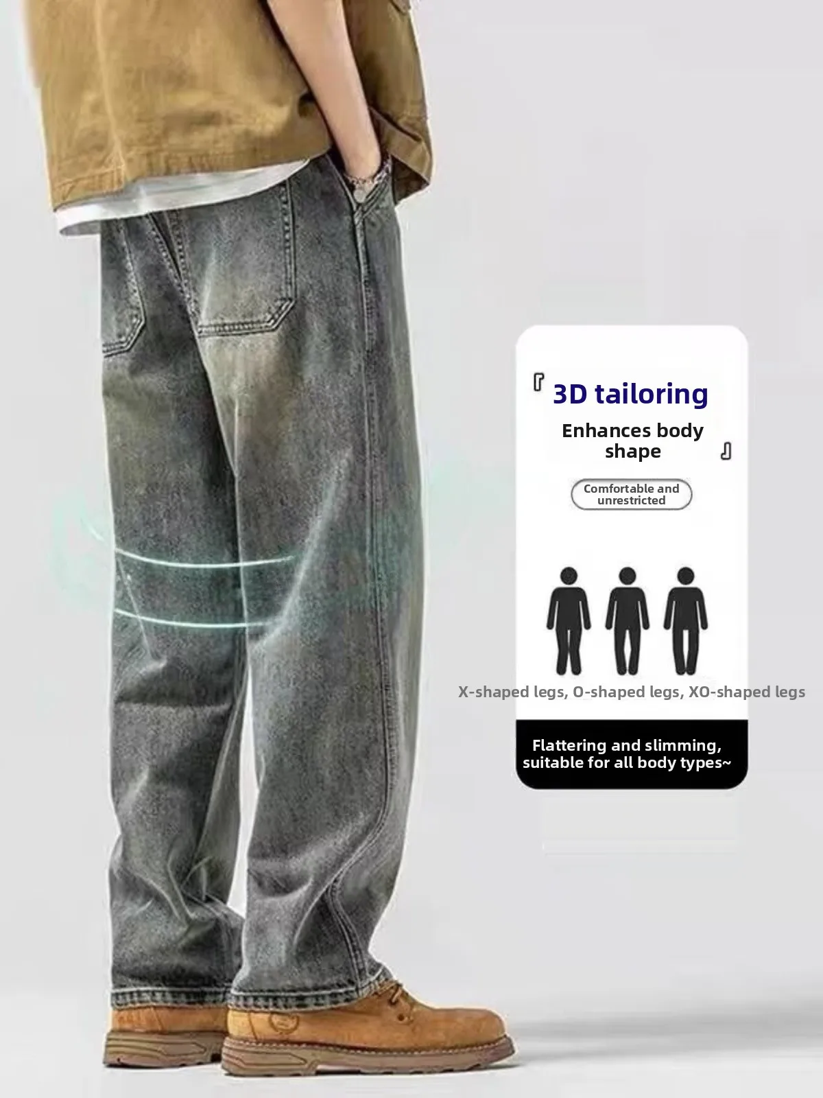 

Мужская рабочая одежда American Sle, потертые джинсы, свободные прямые широкие брюки, длинные брюки, повседневное весенне-осеннее новое поступление