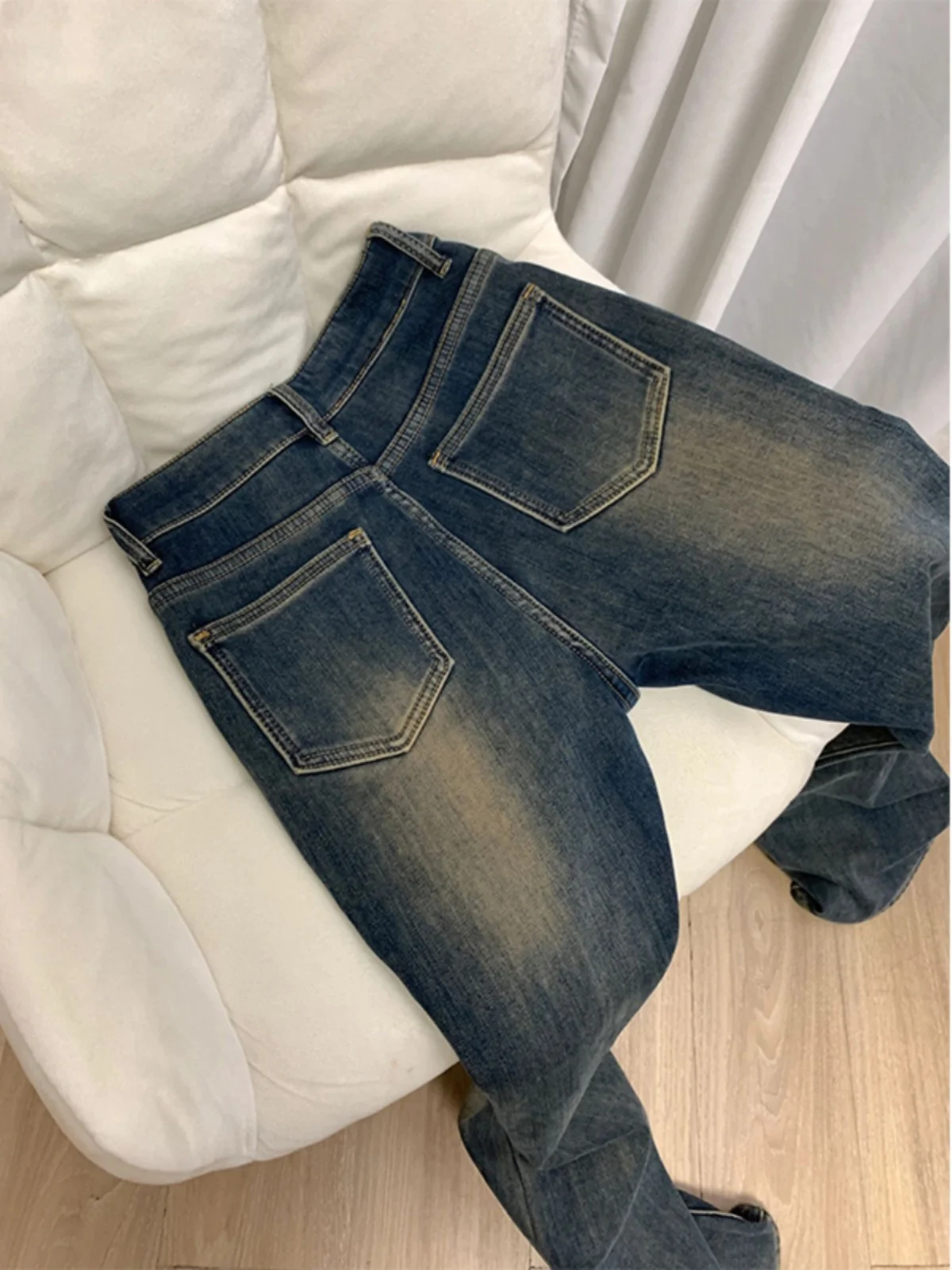 Fleece-lined Thick Micro-Pull Jeans Women Winter New Plus size Chubby Girl High Waist Slimming Stretch Flared Trousers