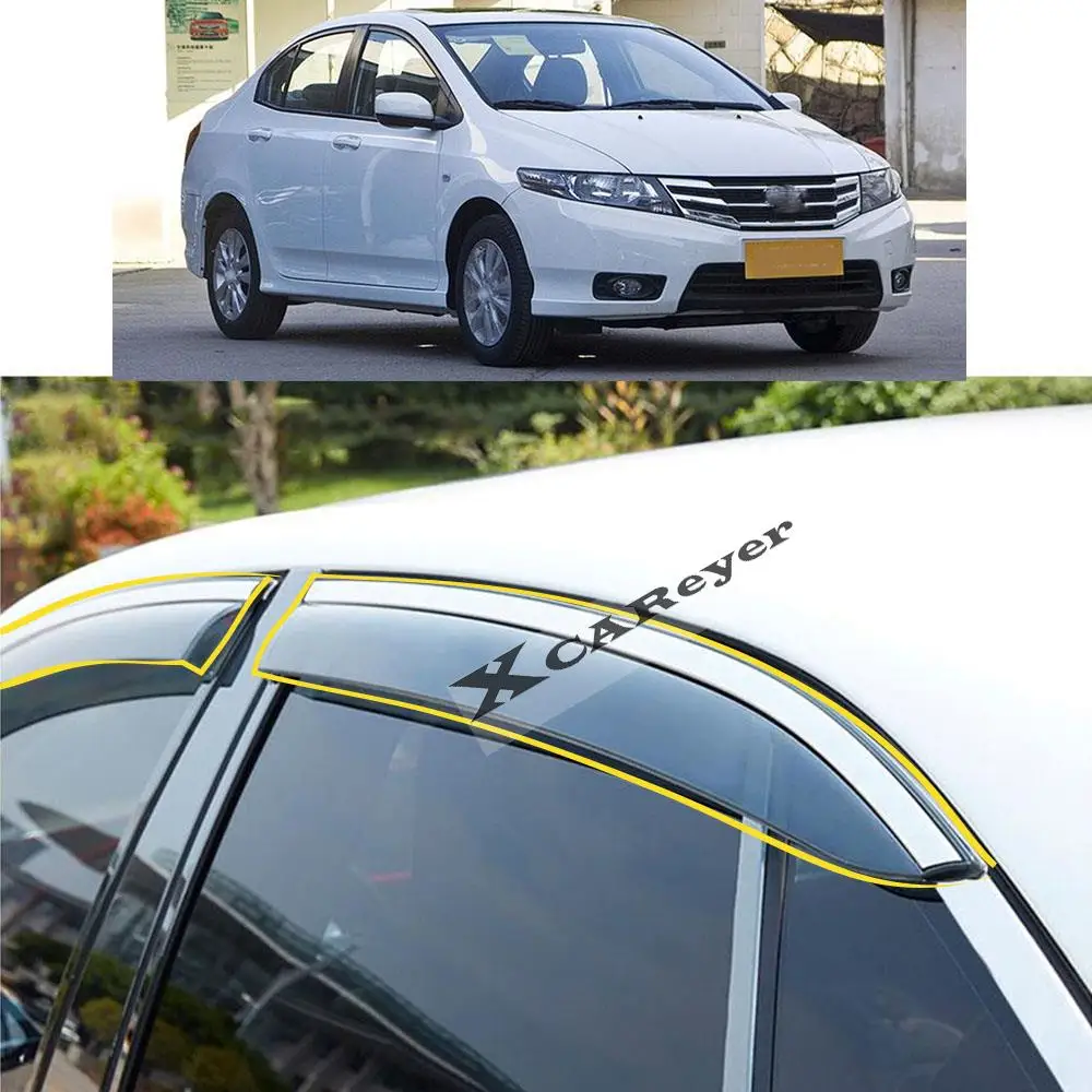 For Honda City 2009 2010 2011 2012 2013 2014 Car Body Styling Sticker Plastic Window Glass Wind Visor Rain/Sun Guard Vent Parts