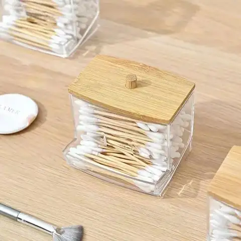 1pc7 Oz 코튼 스왑 패드 홀더는 욕실과 조리개 항아리에 완벽한 목재 뚜껑으로 스타일에 면봉을 정리하고 저장합니다. Best5 1pc7 Oz 코튼 스왑 패드 홀더는 욕실과 조리개 항아리에 완벽한 목재 뚜껑으로 스타일에 면봉을 정리하고 저장합니다. Best5