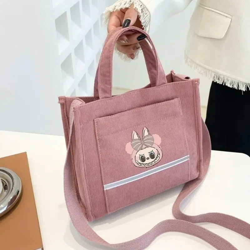 

Anime Cartoon Peripheral Labubu Corduroy Small Square Bag Minimalist Style Packaging Bag Trendy Handbag Shoulder Bag