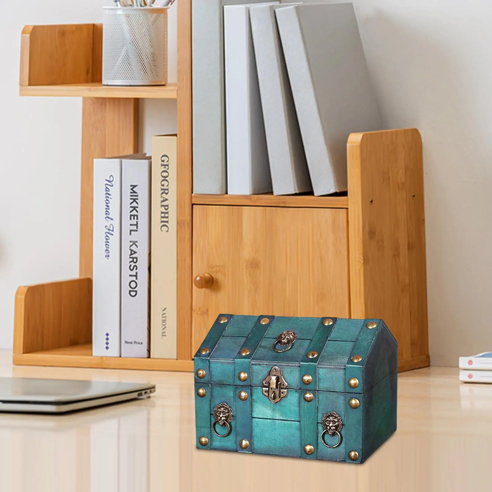 

Винтажный сундук-контейнер для хранения с замком, ручной работы, зеленый, винтажный шкатулка для драгоценностей для женщин, мам, для дома, спальни