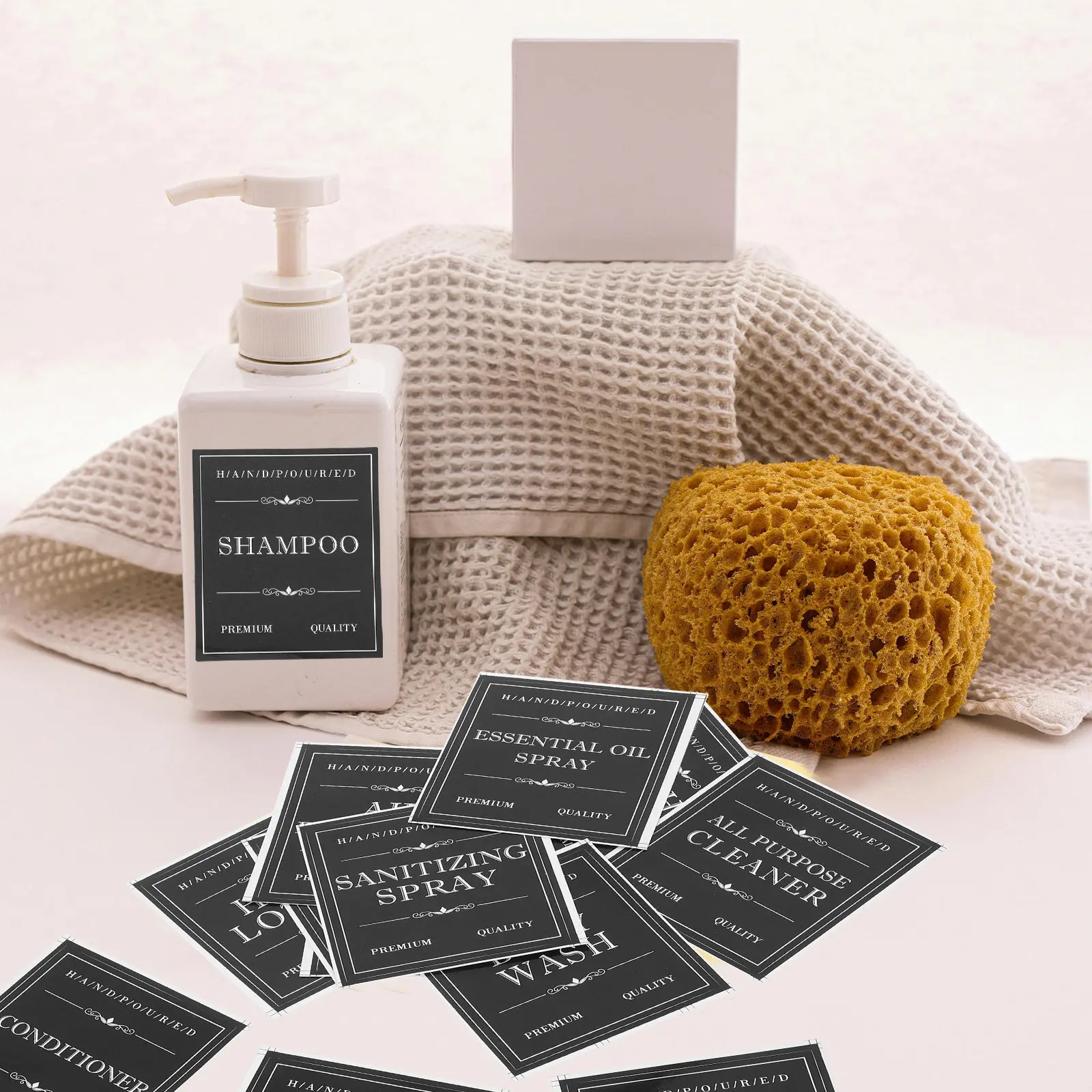 Waterproof Shampoo Bottle Labels Professional Self-Adhesive Sub-Bottle Stickers Bathroom Organizer Soap Label Stickers