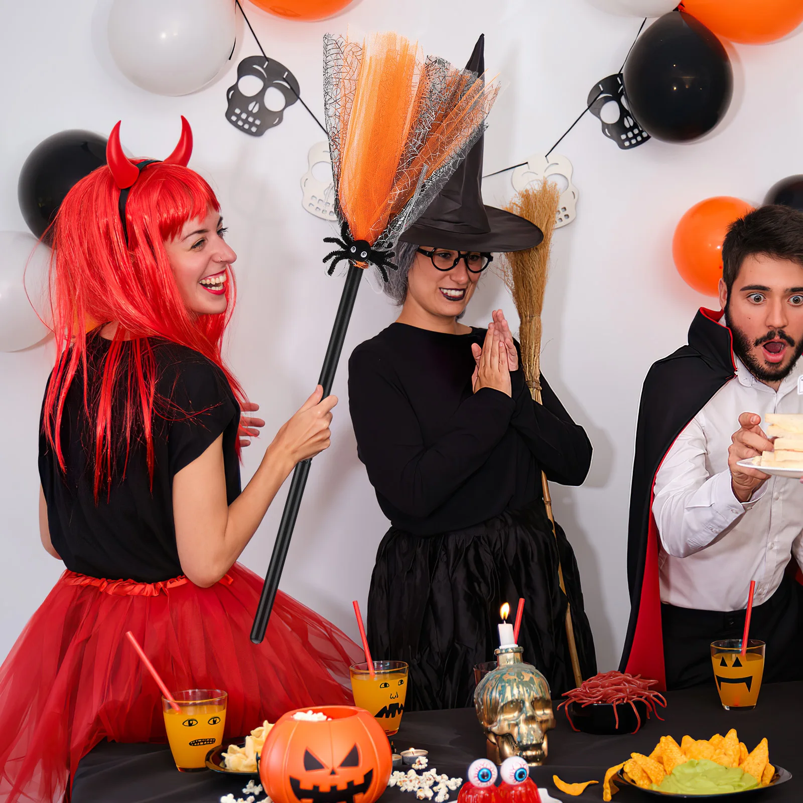 Escoba de bruja para niños, accesorio de escoba de Halloween púrpura ligero, pieza de disfraz para niños, suministros para fiestas, Besom para Cosplay