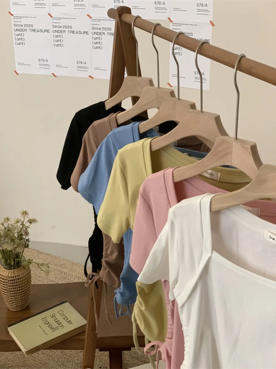 เสื้อยืดผู้หญิง แขนยาว ผูกโบว์ สีพื้น เรียบง่าย สไตล์ลำลอง สำหรับฤดูร้อน คอกลม ความยาวอื่นๆ 00%