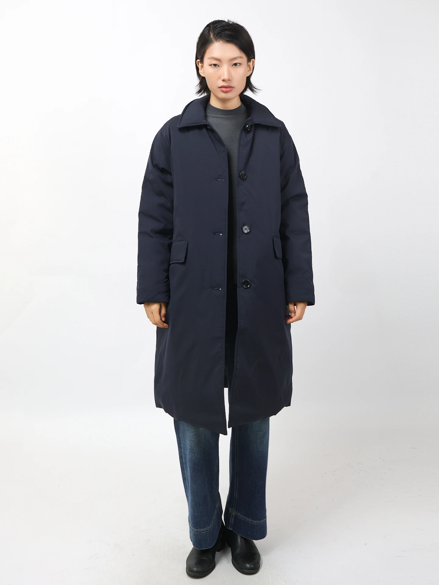 

Осень-зима, повседневный свободный женский хлопковый джинт Thiened, удобный носимый Sle Briti Sle Long Sve с квадратным воротником