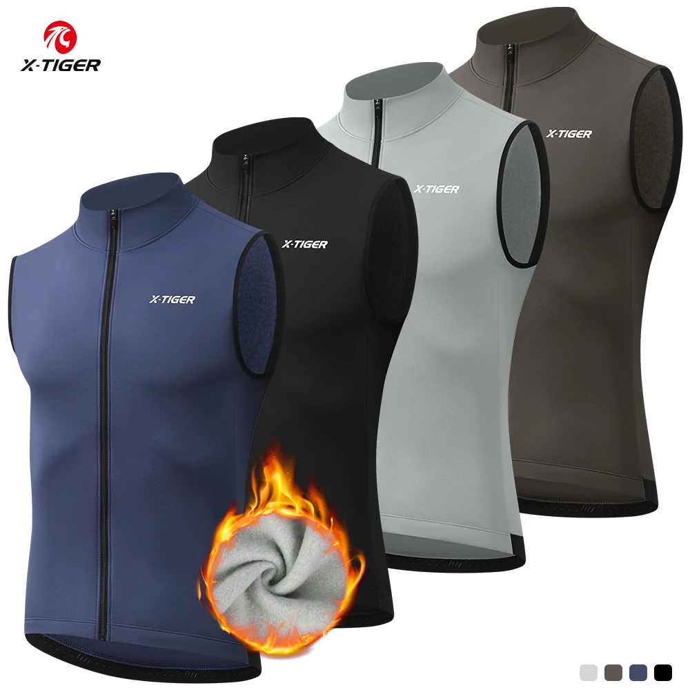 X-TIGER colete de ciclismo à prova de vento ciclismo colete de vento ciclismo blusão unisex inverno forrado de lã jaqueta isolada colete de corrida
