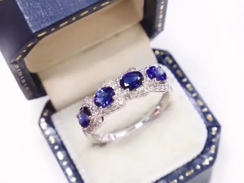 100% Real and Natural Sapphire Ring 925 Sterling Silver Fine Handworked Jewelry Finger Rings