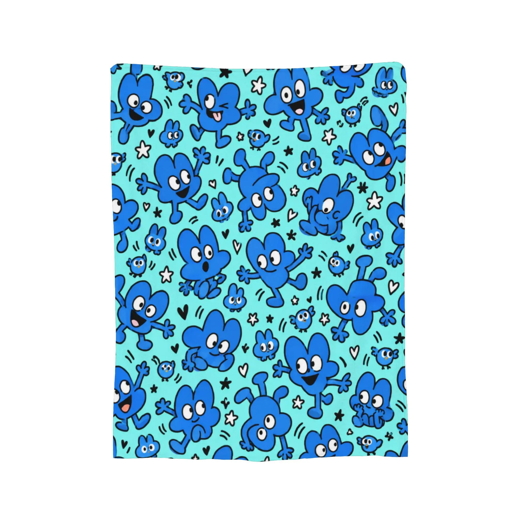 One TPOT pack BFDI Cyan Star Pattern Blankets Quality Warm  Bedding Throws Spring Girls Boys Bedroom Pattern Bedspread