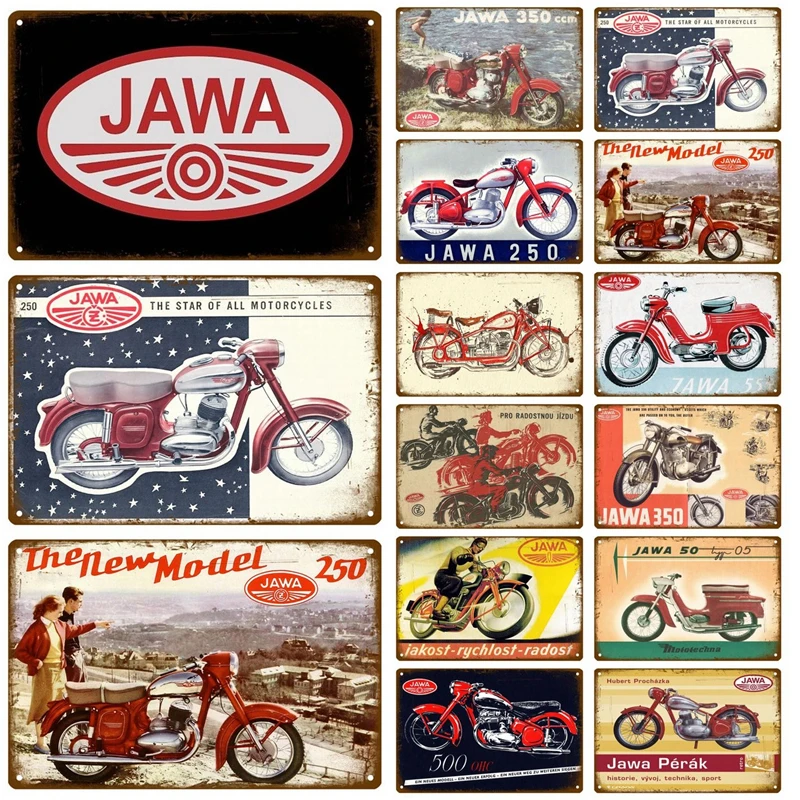 JAWA Für Die Garage Plaque Metall Zeichen Vintage Wand Poster Vintage Retro Zimmer Hause Industrielle Hängende Dekor Kunst Zinn Zeichen Platte