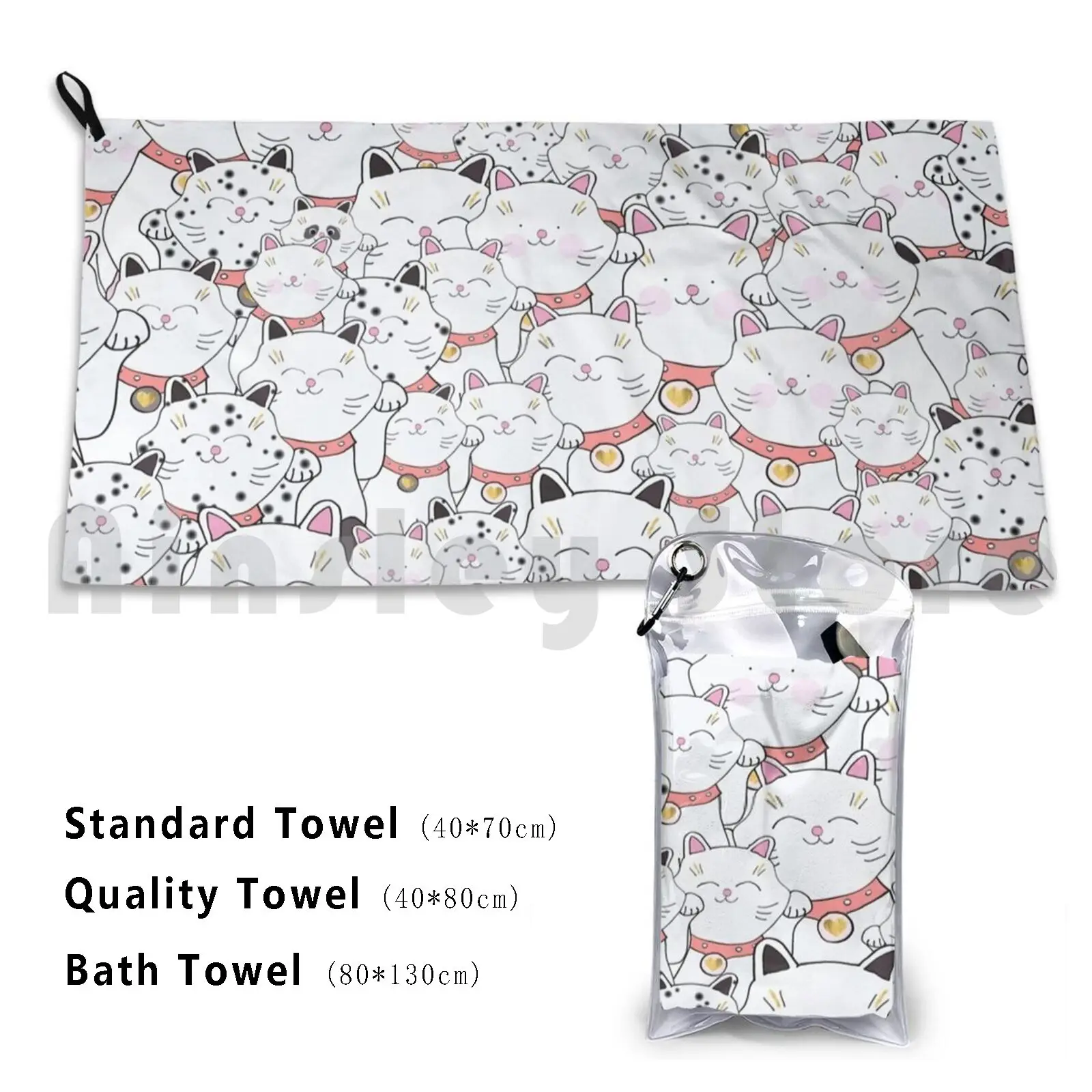 Encuentra los gatos de la suerte Panda, toalla de baño personalizada, gato de la suerte Maneki Keko, amante de los gatos, gato loco, mamá, gato
