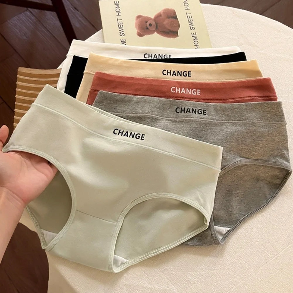 

English Letter Women Letter Cotton Panties Female Lingerie Cotton Crotch Letter Cotton Briefs Underwear 6Pcs Cotton Underpants