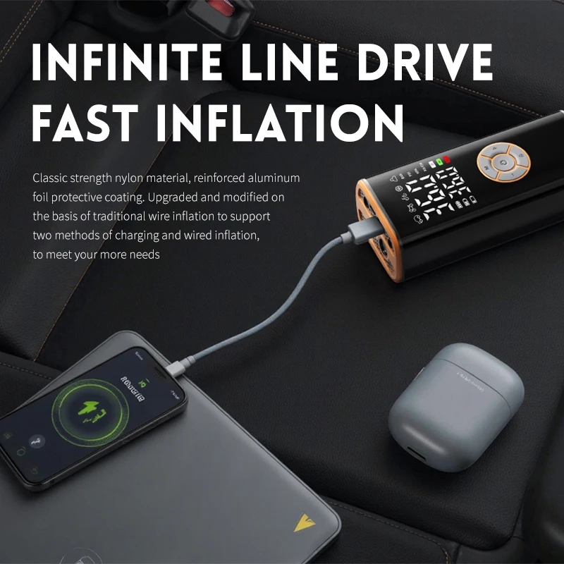 Compresor de aire portátil inalámbrico para neumáticos de coche, bomba eléctrica de 150 PSI con manómetro digital, linterna LED, bomba de aire para coche, motocicleta, bicicleta y pelota, bomba de aire inteligente