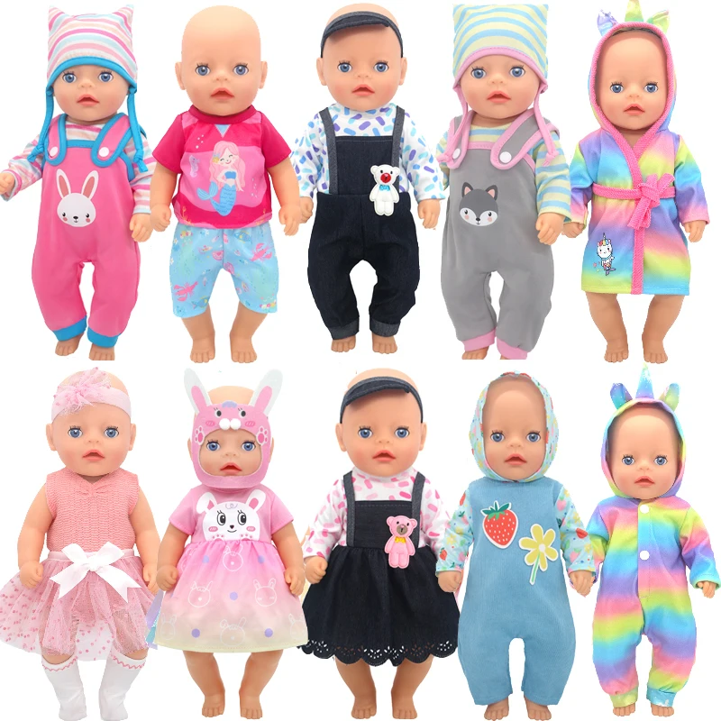 14 Inch Baby Doll Pink Dress 36cm Girl Doll Clothes Outfit Rompers Toys Clothing