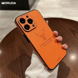 Luxury Leather Phone Case For iPhone 14 Pro 13 12 11 Pro Max X Xs Max Xr Fashion Deer Litchi Pattern Cover For iPhone 13 Pro Max