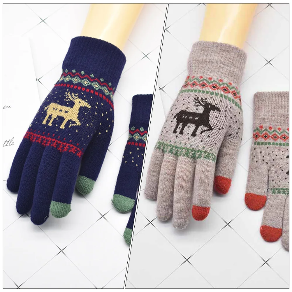 

2Pairs Touch Screen Windproof Gloves Winter Warm Unisex Outdoor Gloves Cold Resistant Soft Hand Protector Outdoor Mittens